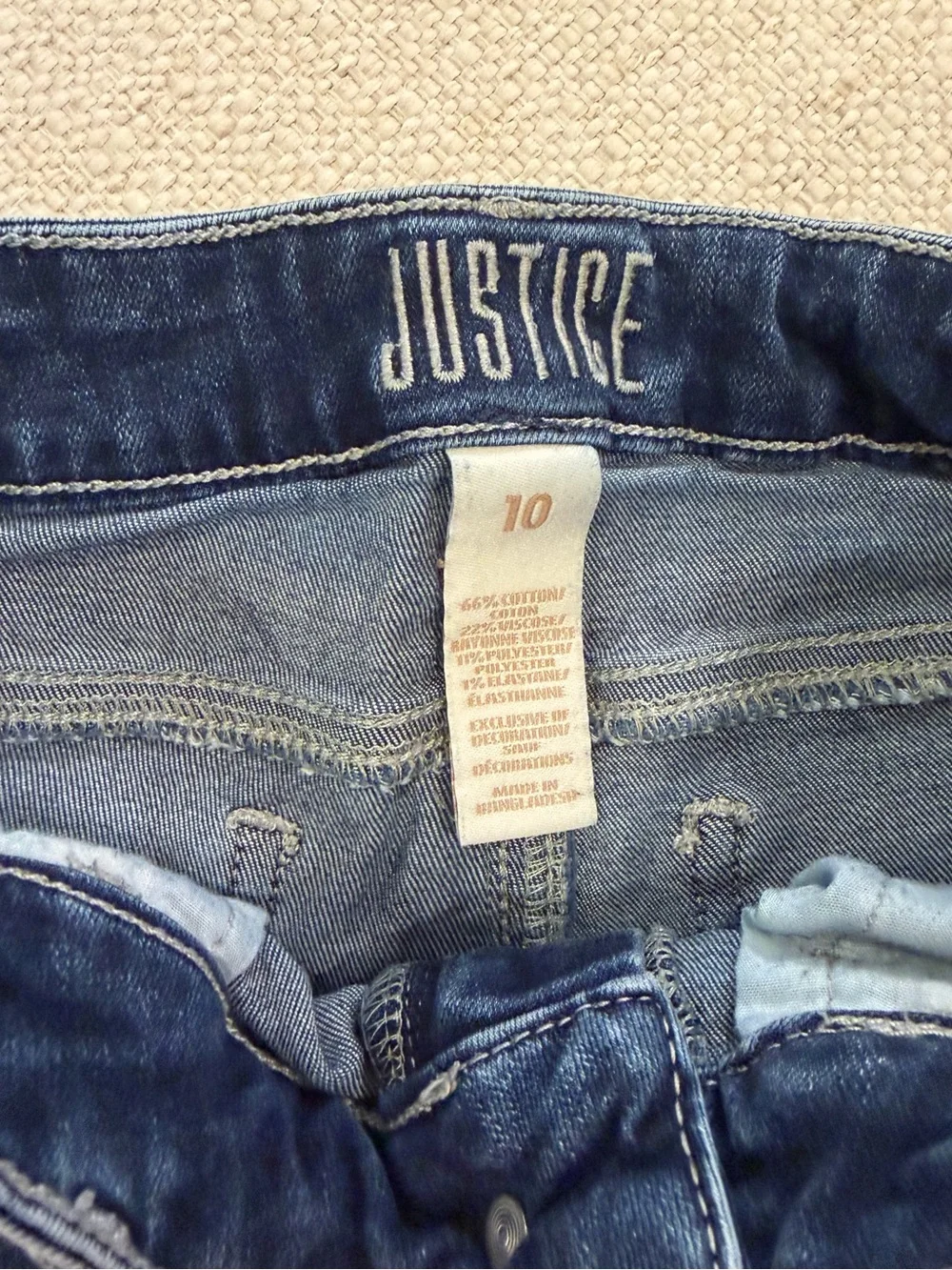 Justice Dark Blue Frayed Denim Shorts